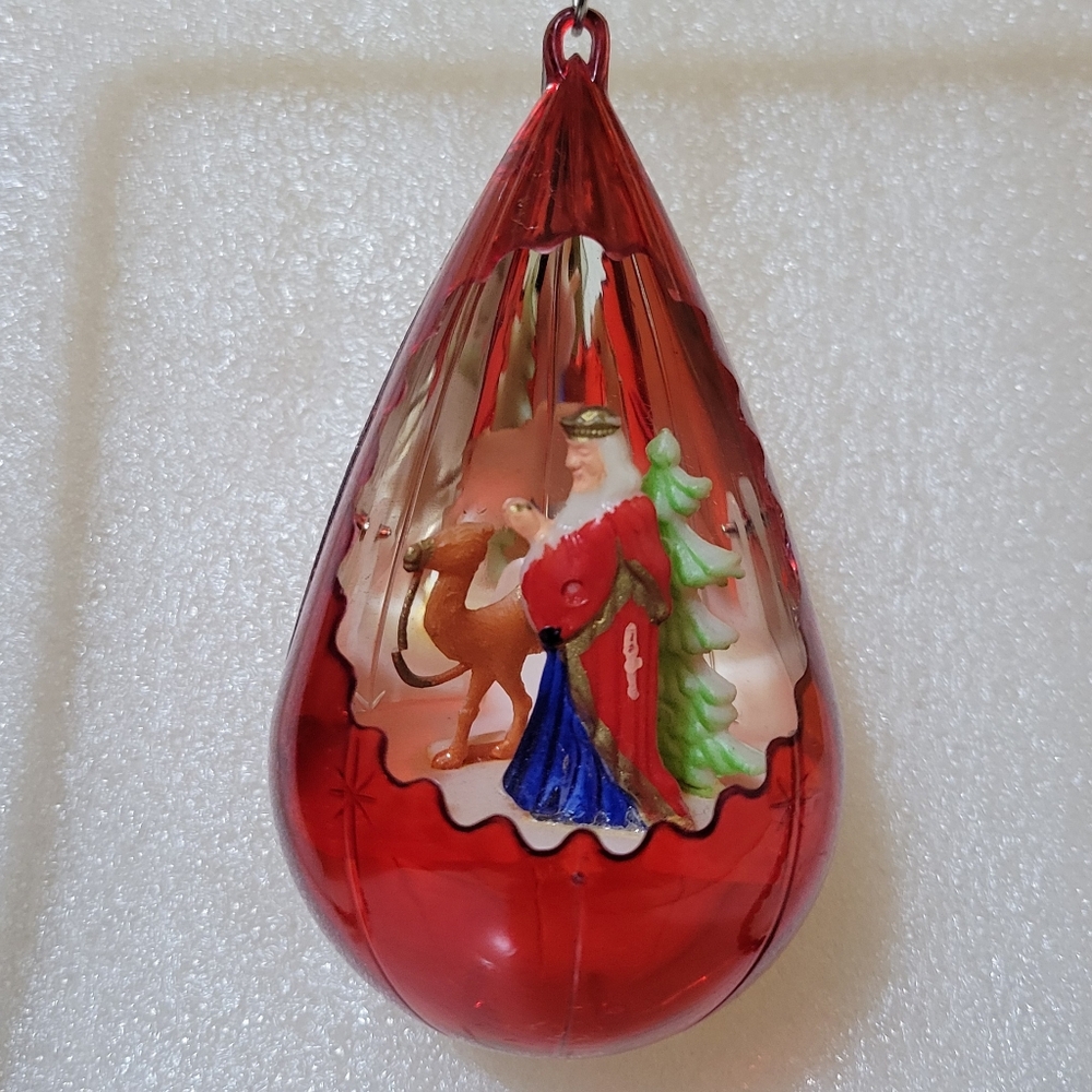 Vintage 1950's Diorama Christmas tree ornament, Wise man, Melchior with Camel